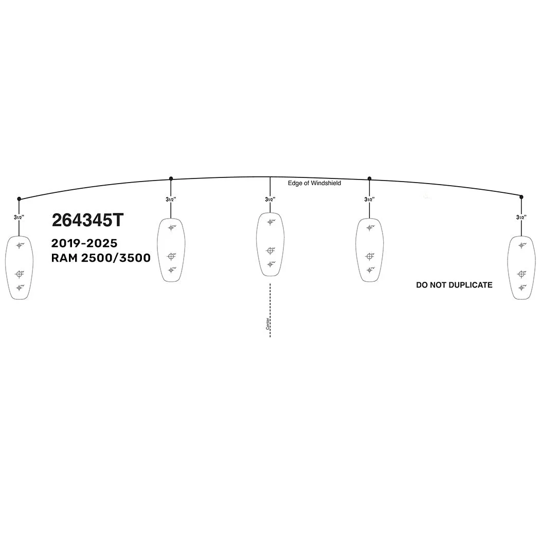 264345T – RECON ACCESS Roof Marker Light Installation Template, For Installing 264345 Series Cab Roof Lights Into Pic...